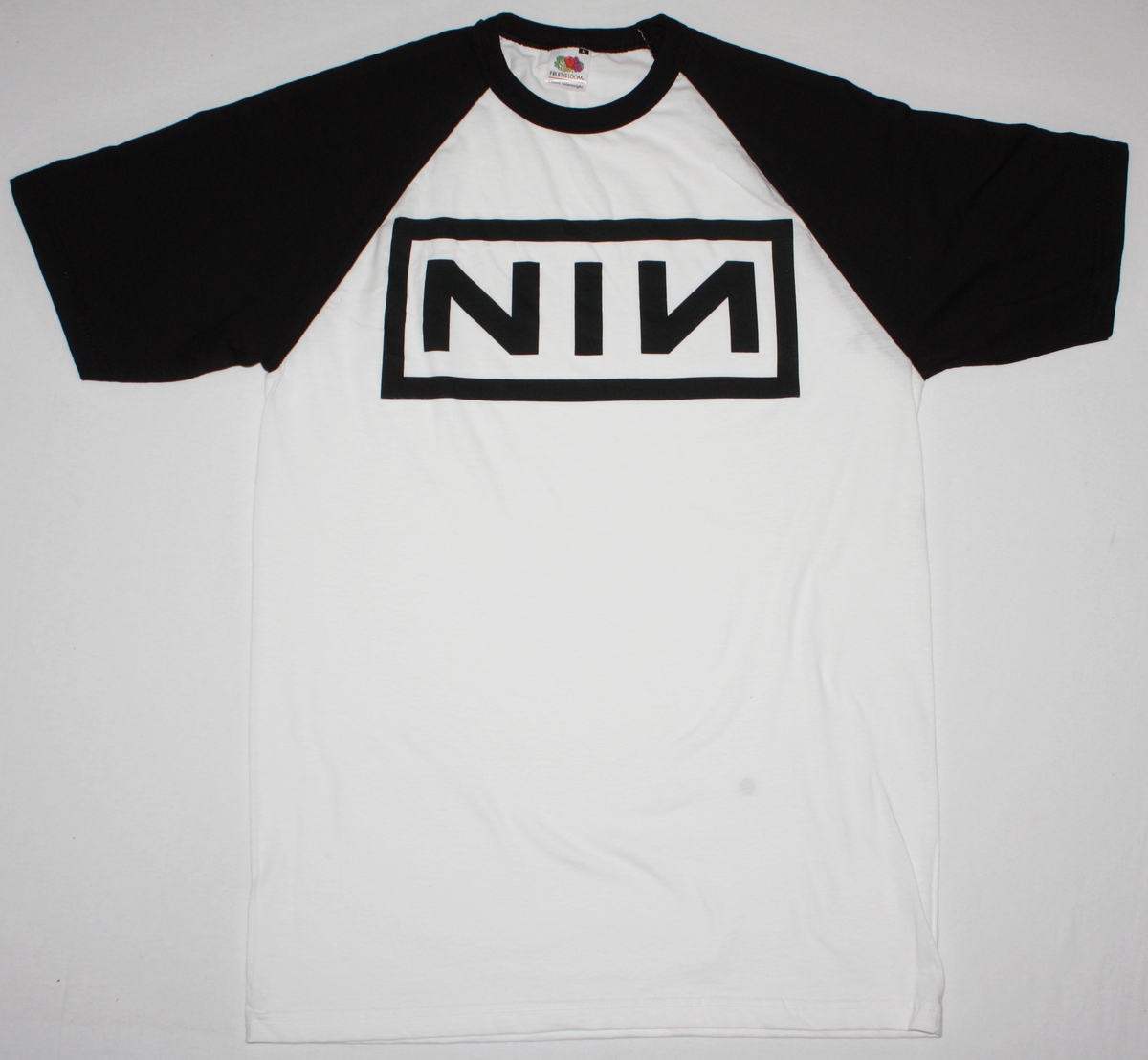 NINE INCH NAILS LOGO NEW WHITE/BLACK BASEBALL T-SHIRT