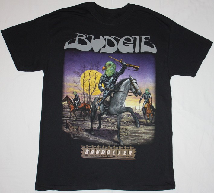 BUDGIE BANDOLIER'75  NEW BLACK T-SHIRT