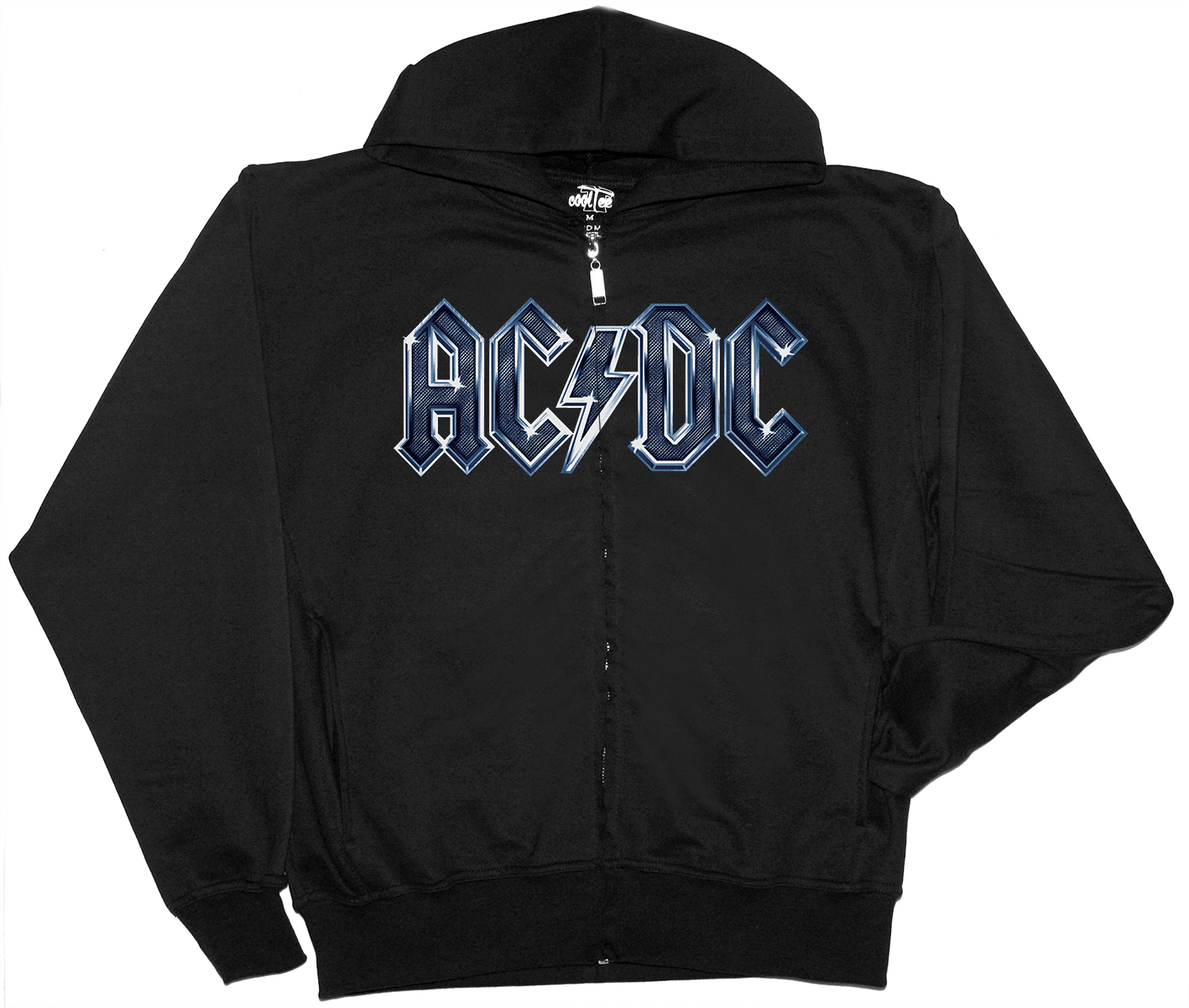 AC DC LOGO AC/DC NEW BLACK ZIPPED HOODIE
