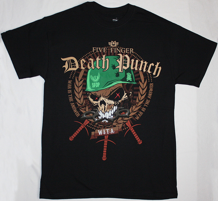 FIVE FINGER DEATH PUNCH WAR IS THE ANSWER LOGO NEW BLACK T-SHIRT