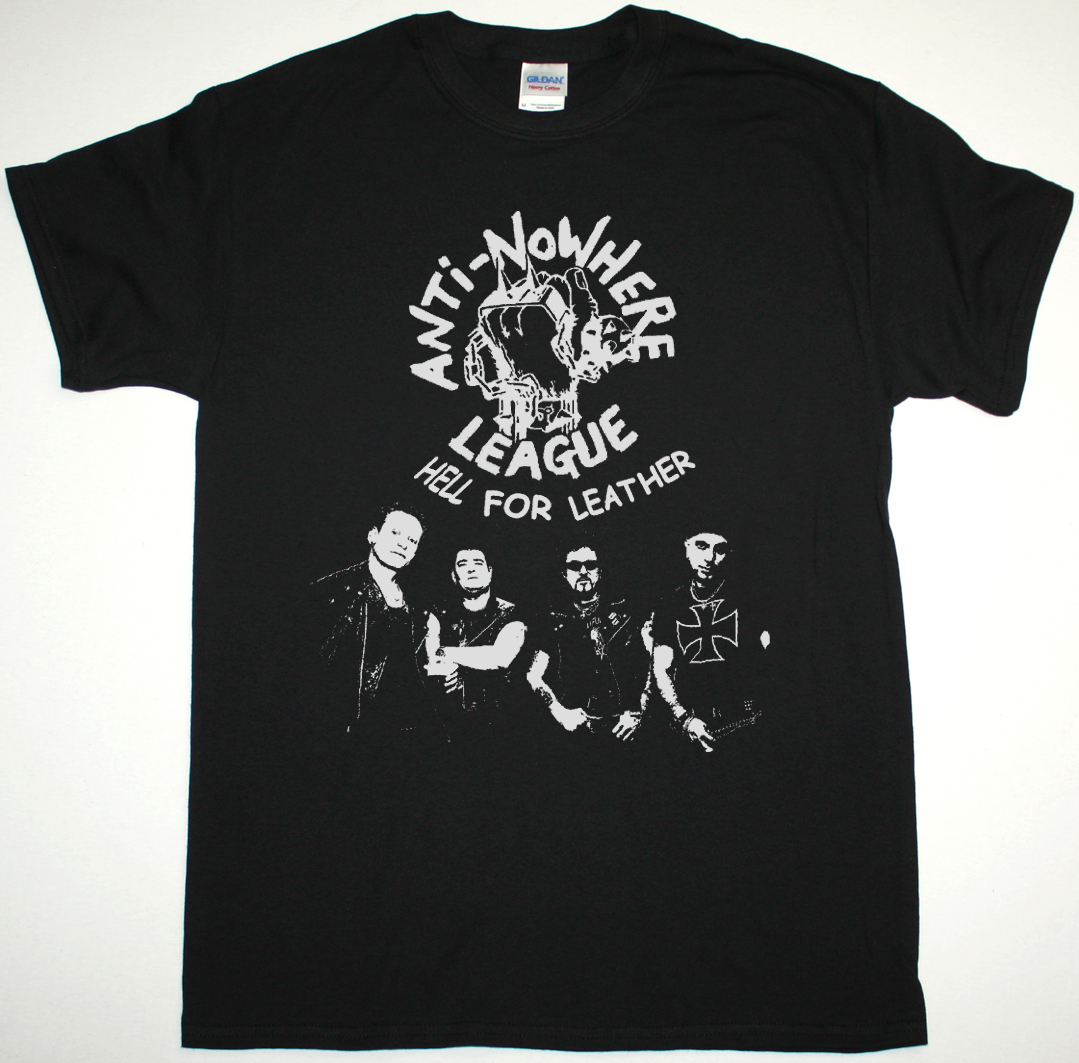 ANTI NOWHERE LEAGUE HELL FOR LEATHER NEW BLACK T-SHIRT