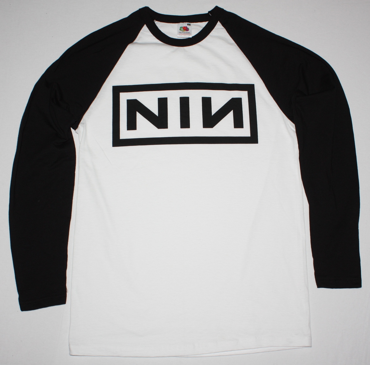 NINE INCH NAILS LOGO NEW WHITE/BLACK LONG SLEEVE BASEBALL T-SHIRT
