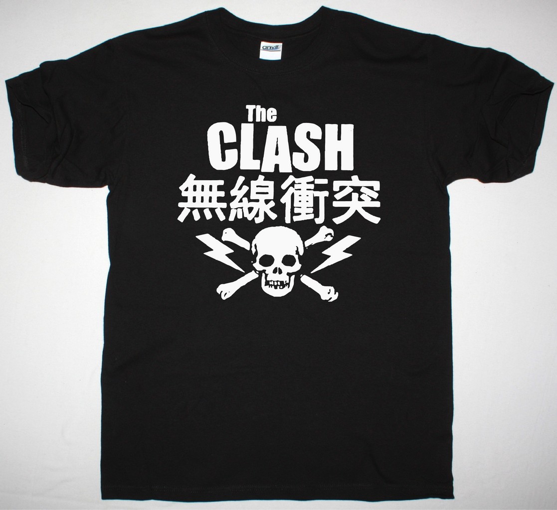 THE CLASH JAPANESE SKULL NEW BLACK T-SHIRT