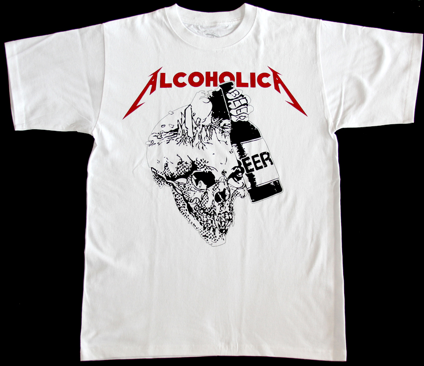 METALLICA  ALCOHOLICA 2 NEW WHITE T-SHIRT