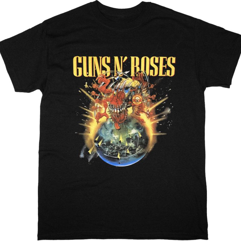 GUNS N ROSES TOUR 2025 NEW BLACK T-SHIRT