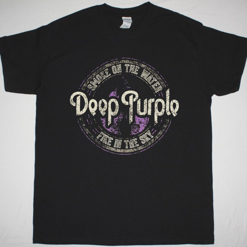 DEEP PURPLE SMOKE ON THE WATER NEW BLACK T-SHIRT