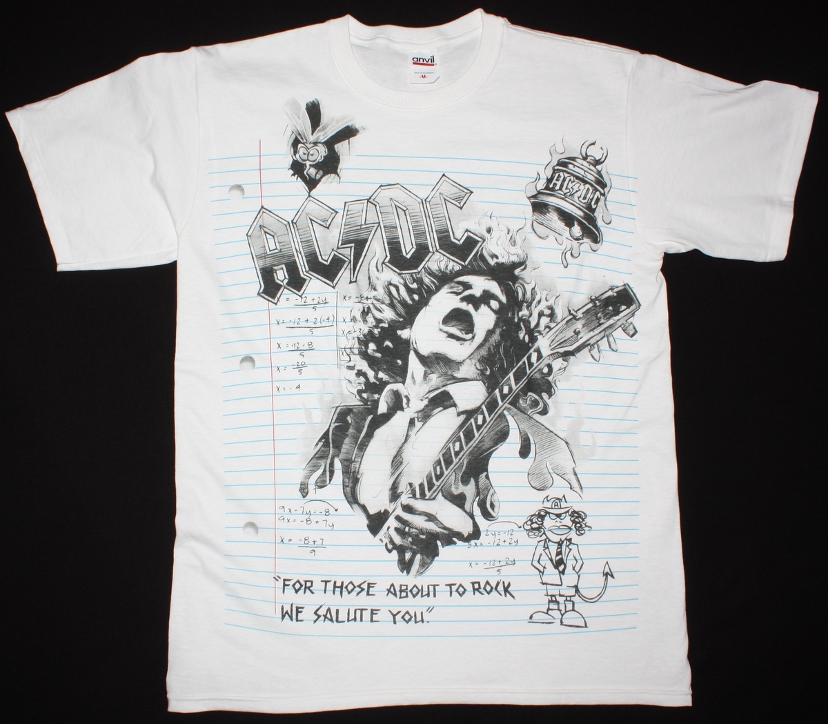 AC DC NOTEBOOK AC/DC NEW WHITE T-SHIRT