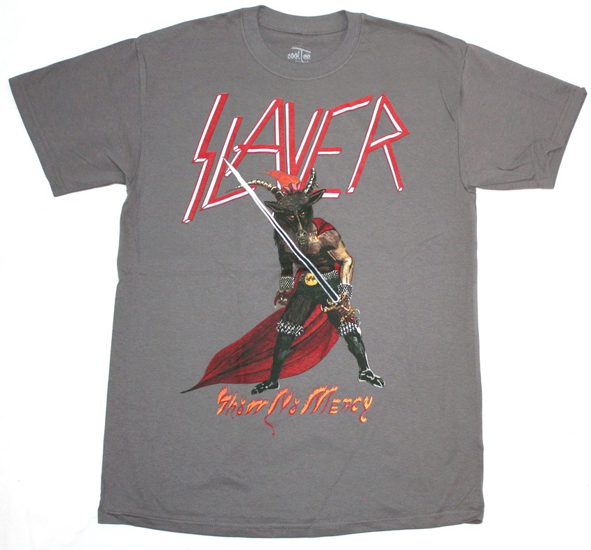 SLAYER SHOW NO MERCY NEW GREY CHARCOAL T-SHIRT