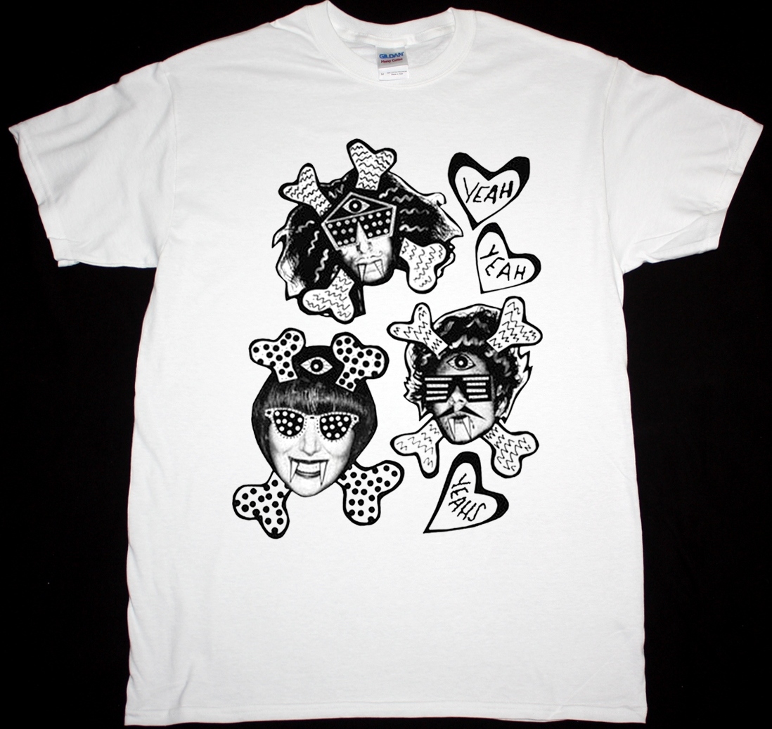 YEAH YEAH YEAHS FANGS AND BONES NEW WHITE T-SHIRT
