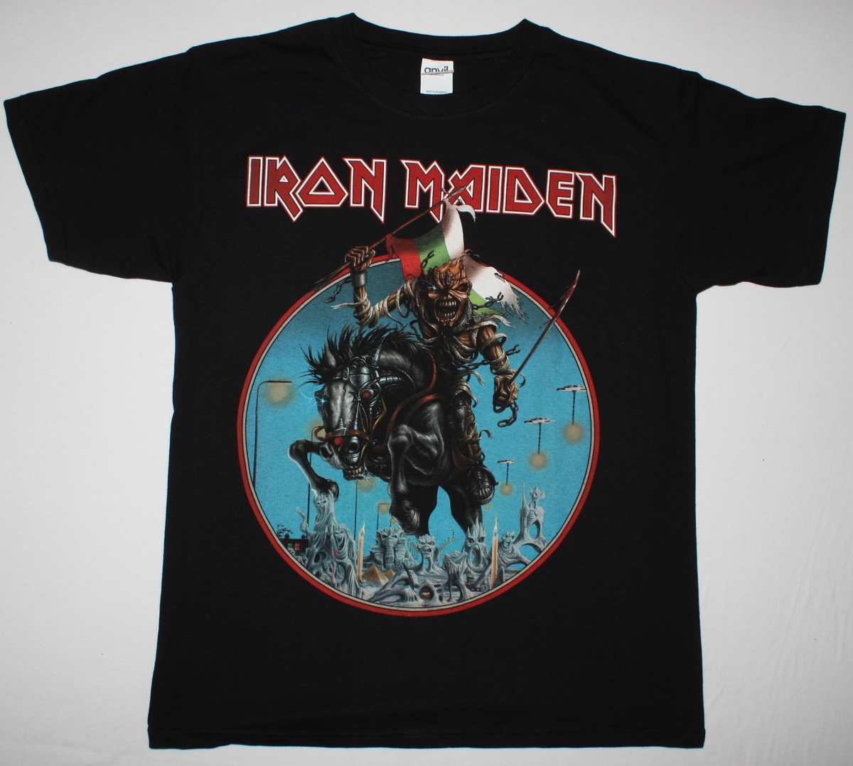 IRON MAIDEN BULGARIAN FLAG MAIDEN ENGLAND TOUR 2014 NEW VERY RARE BLACK T-SHIRT