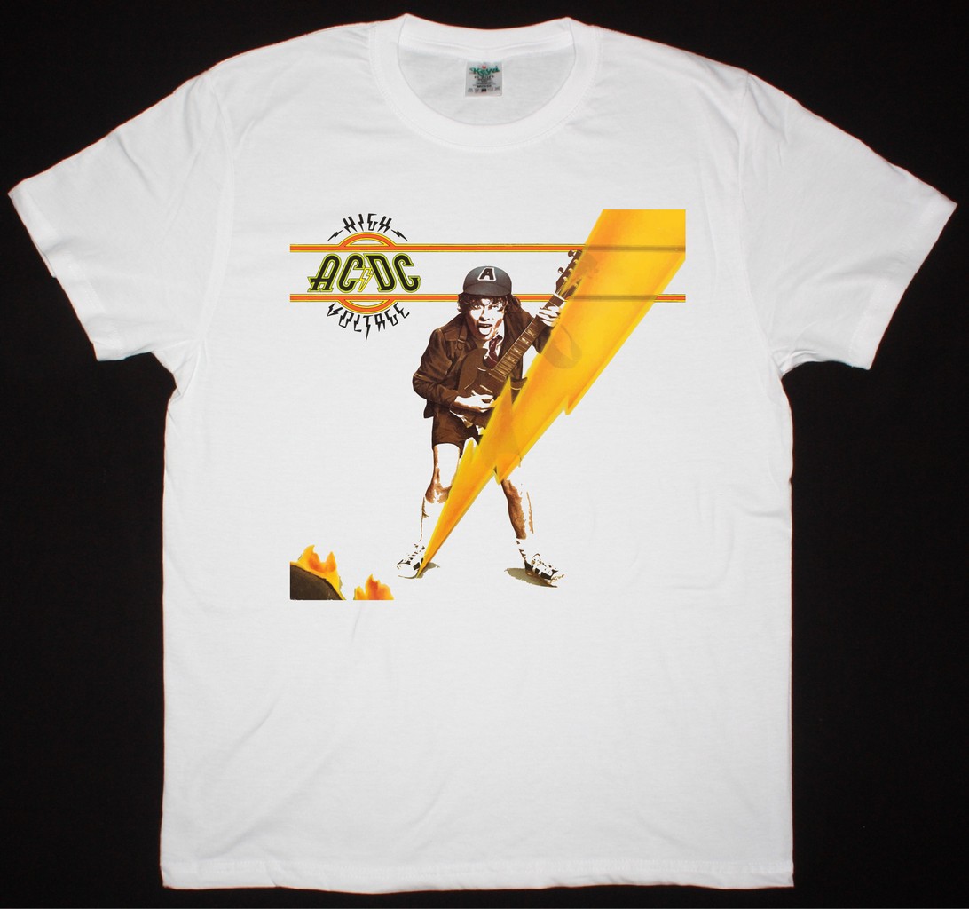 AC DC HIGH VOLTAGE 1976 AC/DC NEW WHITE T-SHIRT