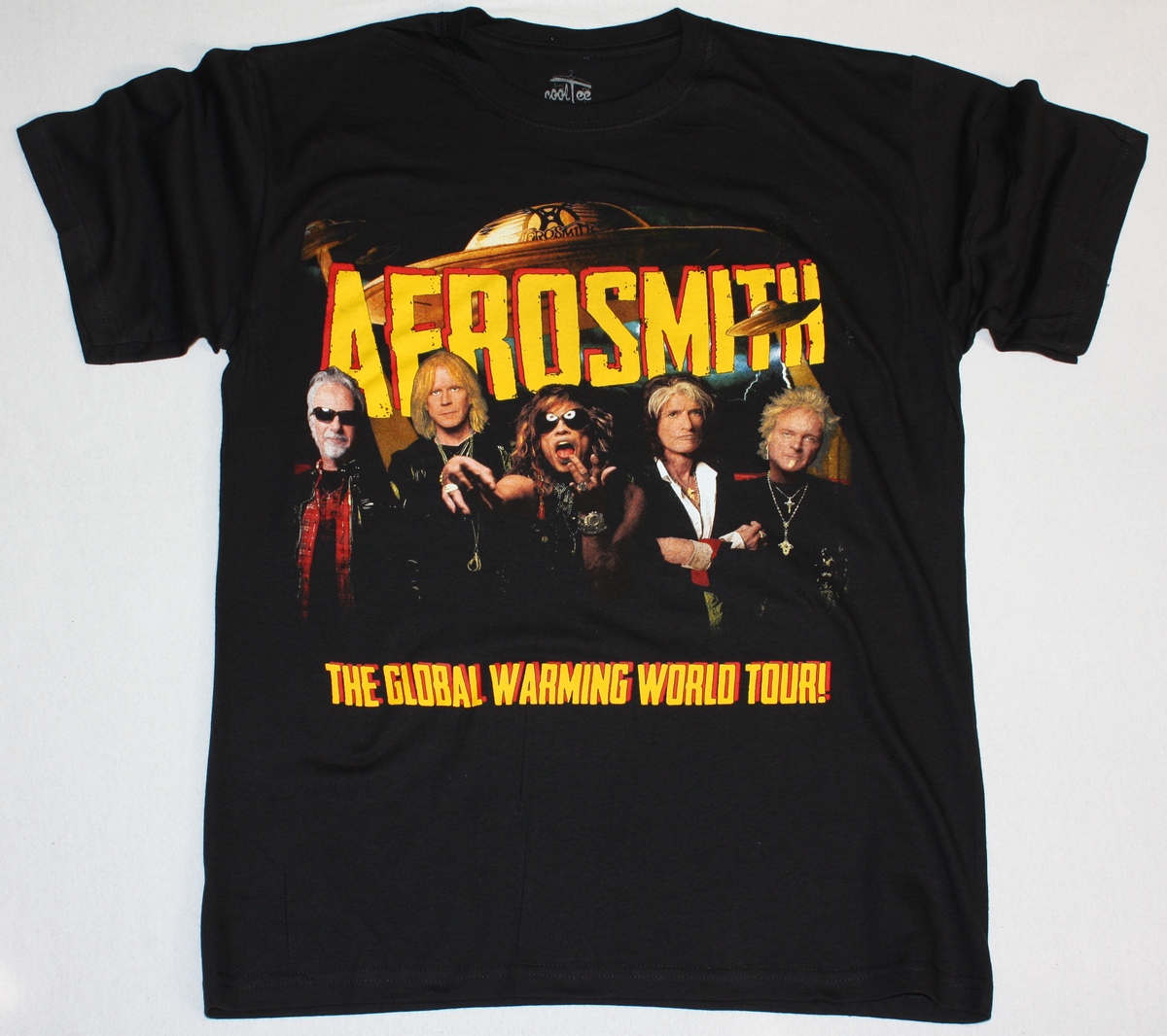 AEROSMITH BAND THE GLOBAL WARMING TOUR 2014 NEW BLACK TSHIRT