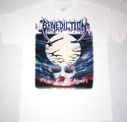 BENEDICTION DARK IS THE SEASON'92 NEW WHITE T-SHIRT