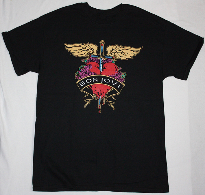 BON JOVI HEART LOGO HEART NEW BLACK T-SHIRT