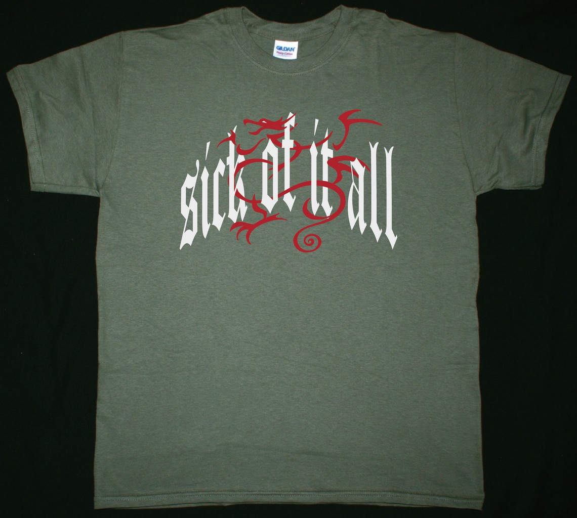 SICK OF IT ALL DRAGON LOGO NEW MILITARY GREEN T-SHIRT