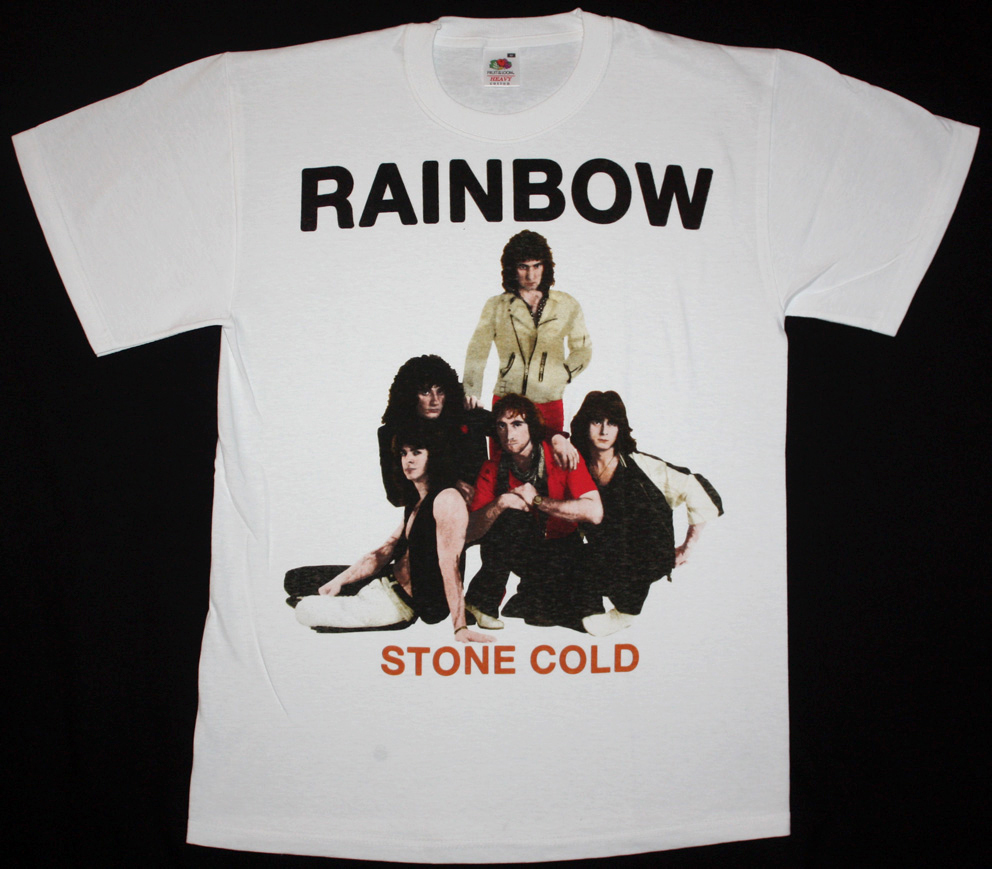 RAINBOW STONE COLD  WHITE NEW T-SHIRT
