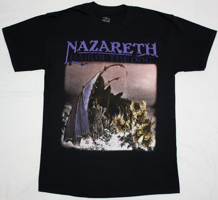 NAZARETH HAIR OF THE DOG '75 NEW BLACK T-SHIRT