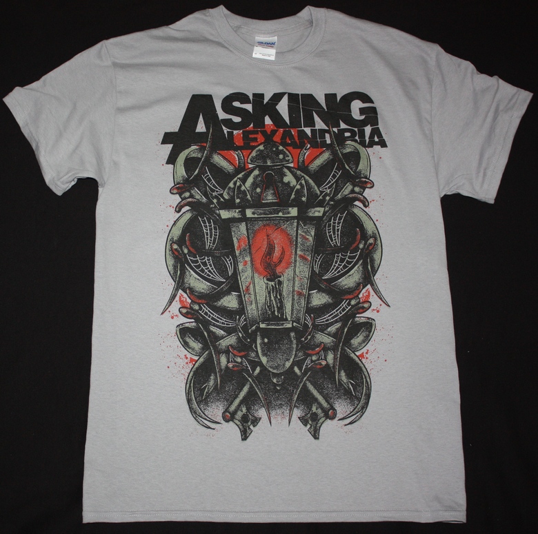 ASKING ALEXANDRIA CANDLE NEW LIGHT GREY T-SHIRT