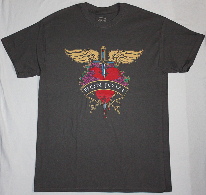 BON JOVI HEART LOGO HEART NEW GREY T-SHIRT