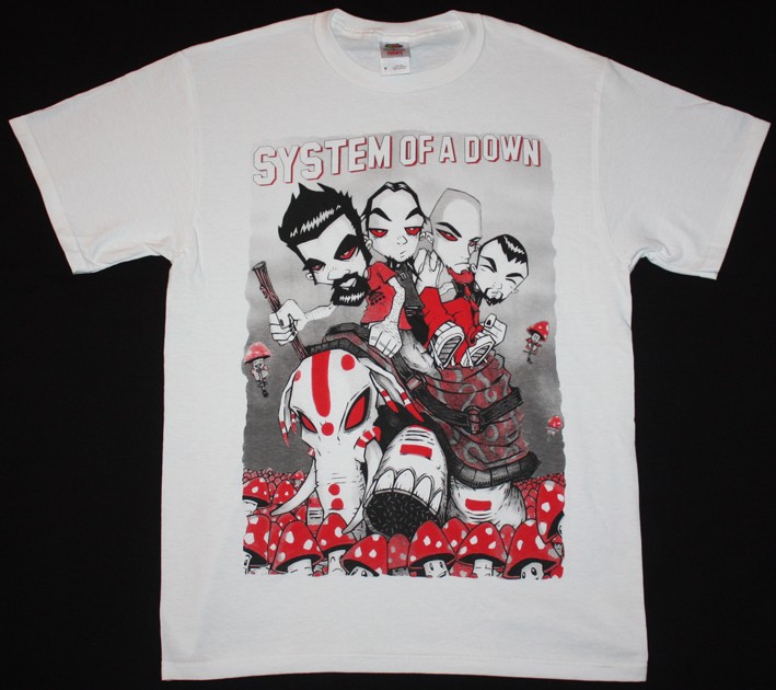 SYSTEM OF A DOWN CARTOON NEW WHITE T-SHIRT