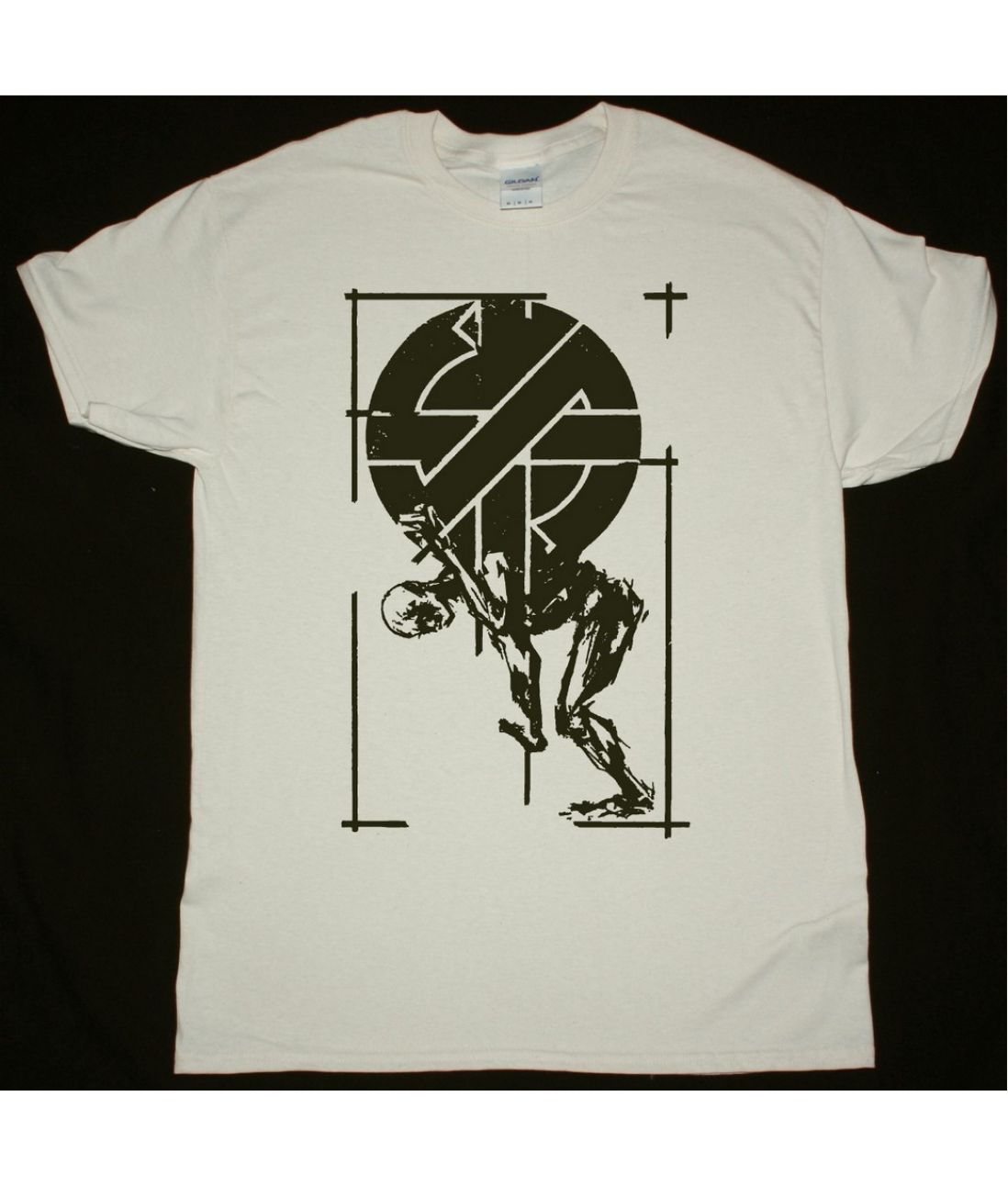 CRASS LOGO AND MAN NEW NATURAL T SHIRT