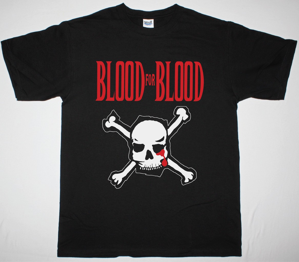 BLOOD FOR BLOOD SKULL LOGO NEW BLACK T-SHIRT