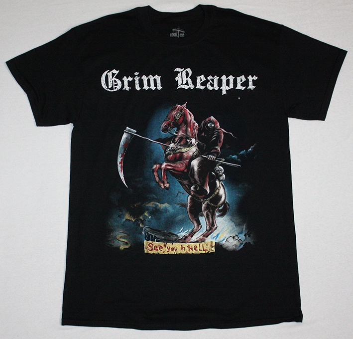 GRIM REAPER SEE YOU IN HELL 1983  NEW BLACK T-SHIRT