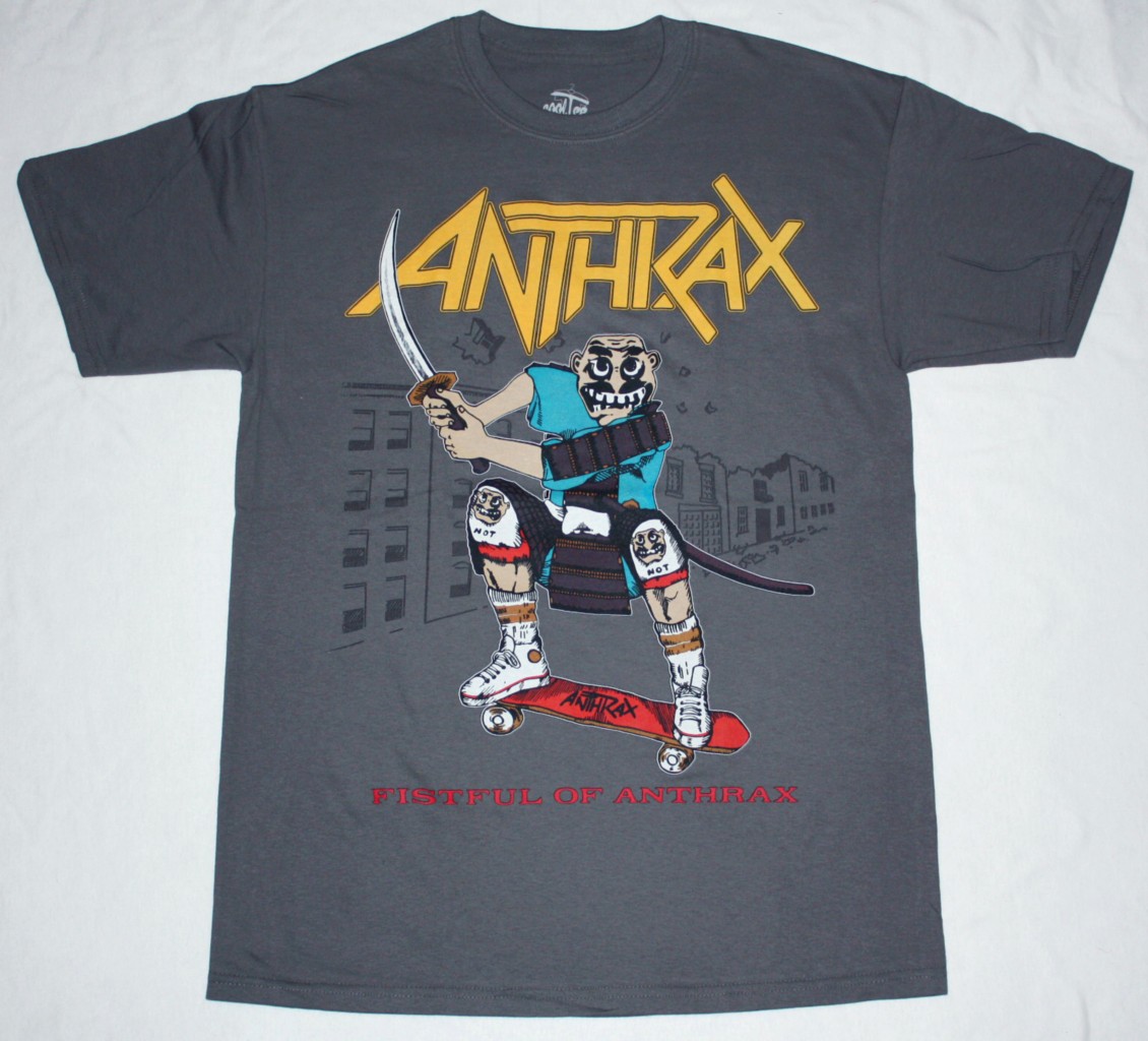 ANTHRAX FISTFUL OF ANTHRAX'87 NEW GREY CHARCOAL T-SHIRT