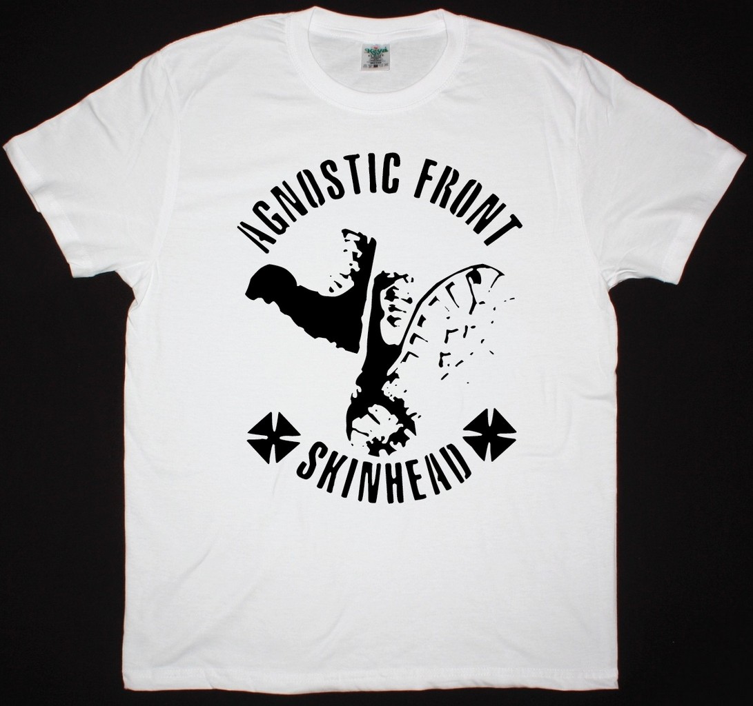 AGNOSTIC FRONT SKINHEAD NEW WHITE T SHIRT