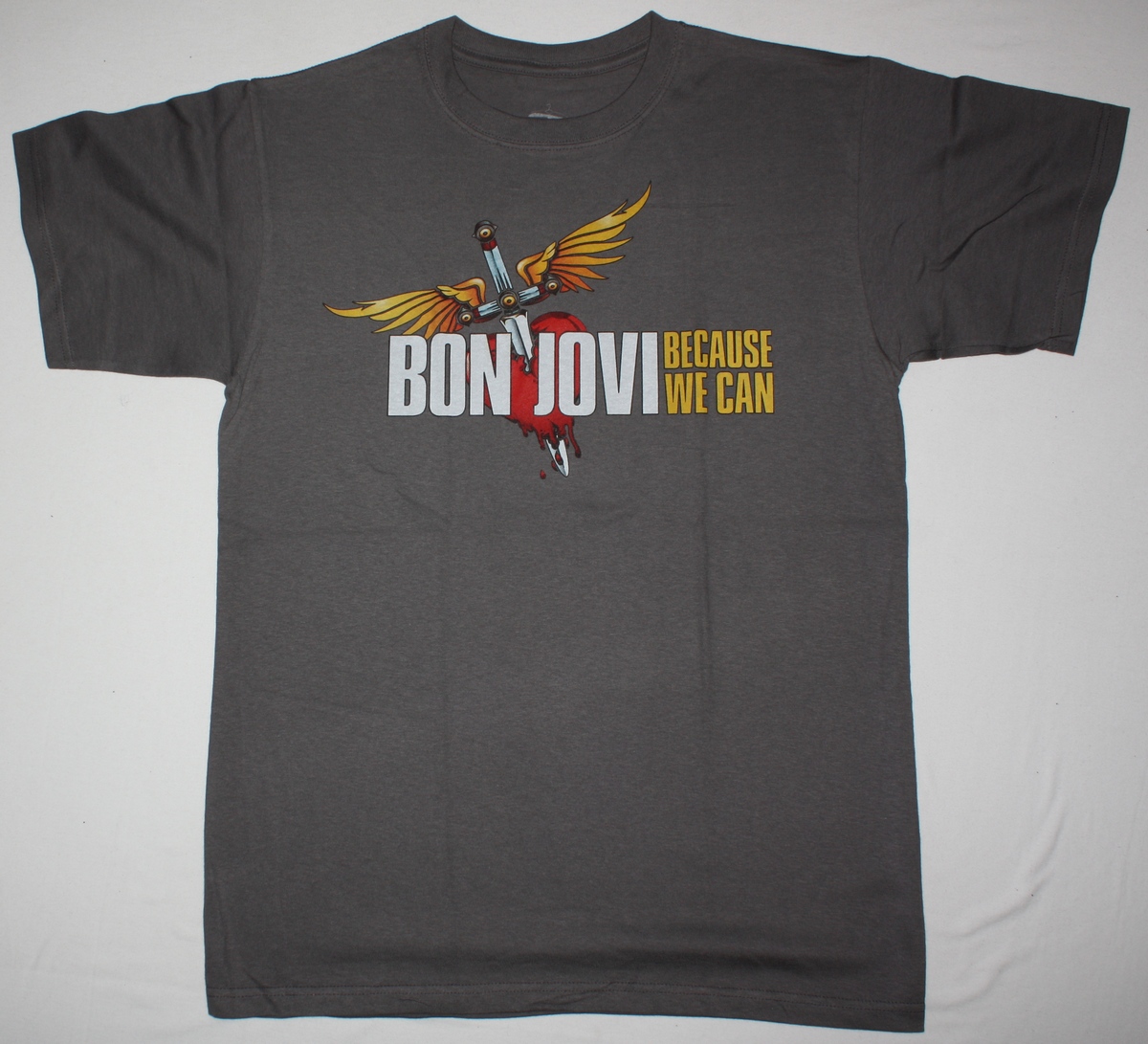 BON JOVI BECAUSE WE CAN THE TOUR EUROPE 2013 NEW GREY T SHIRT
