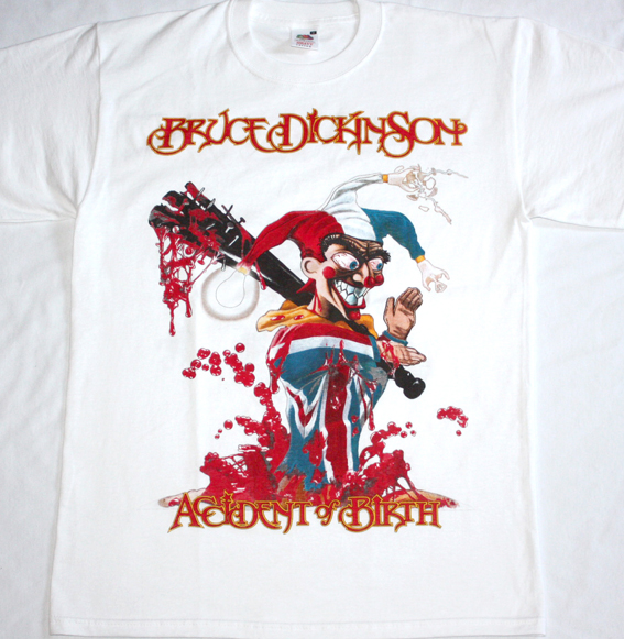 BRUCE DICKINSON ACCIDENT AT BIRTH'97 NEW WHITE RARE T-SHIRT