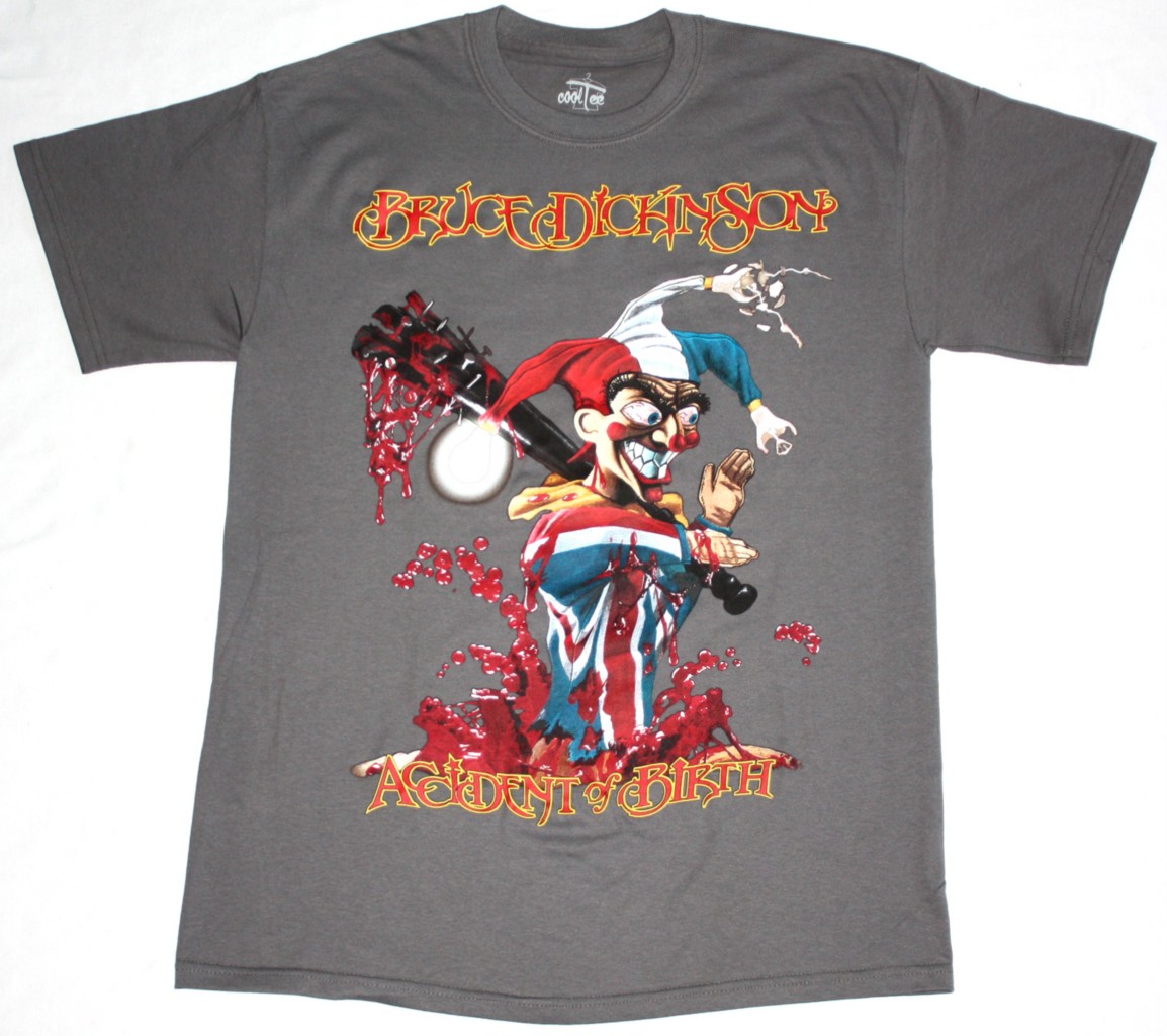 BRUCE DICKINSON ACCIDENT AT BIRTH'97 NEW GREY CHARCOAL T-SHIRT