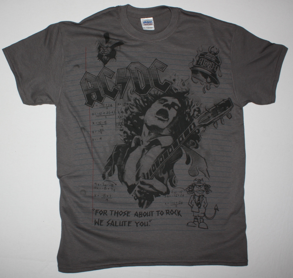 AC DC NOTEBOOK AC/DC NEW GREY CHARCOAL T-SHIRT