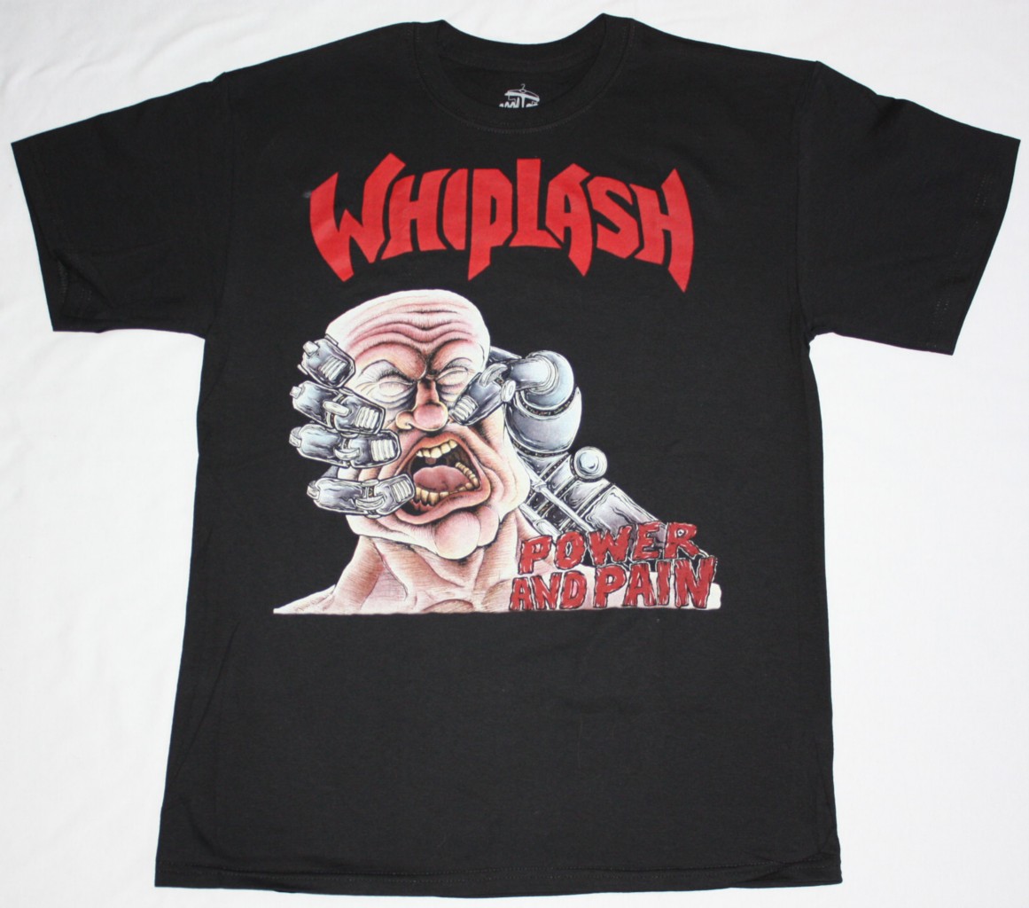 WHIPLASH POWER AND PAIN'85 NEW BLACK T-SHIRT