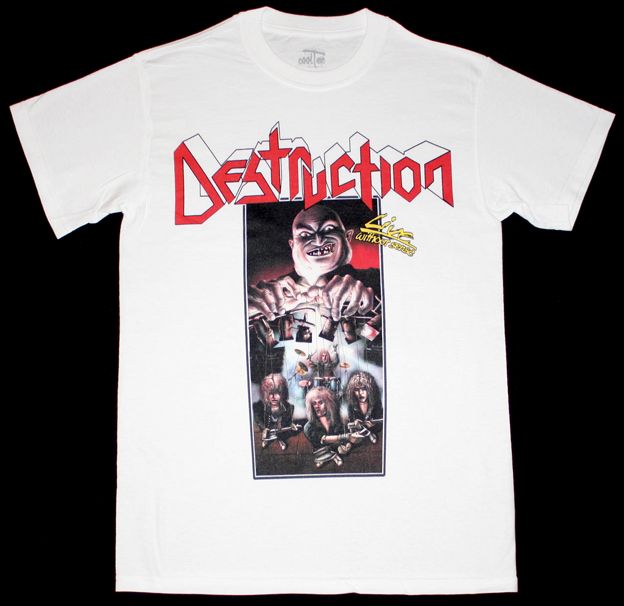 DESTRUCTION LIVE WITHOUT SENSE'89 NEW WHITE T-SHIRT