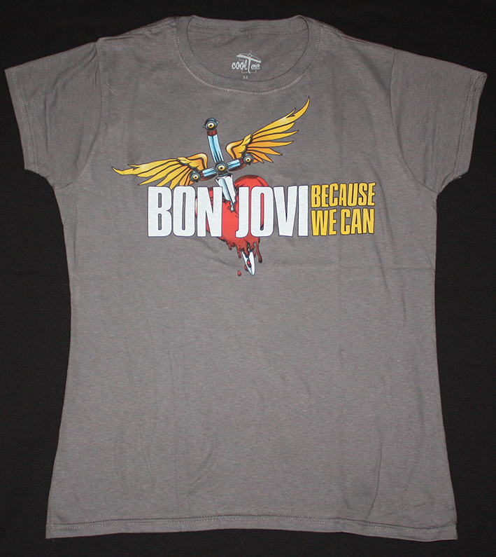 BON JOVI BECAUSE WE CAN THE TOUR EUROPE 2013 NEW GREY LADY T-SHIRT