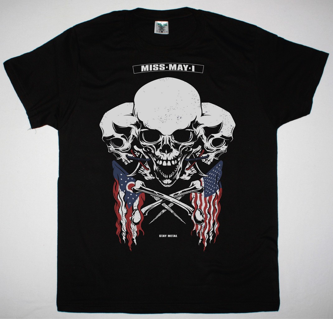 MISS MAY I SKULLS NEW BLACK T SHIRT