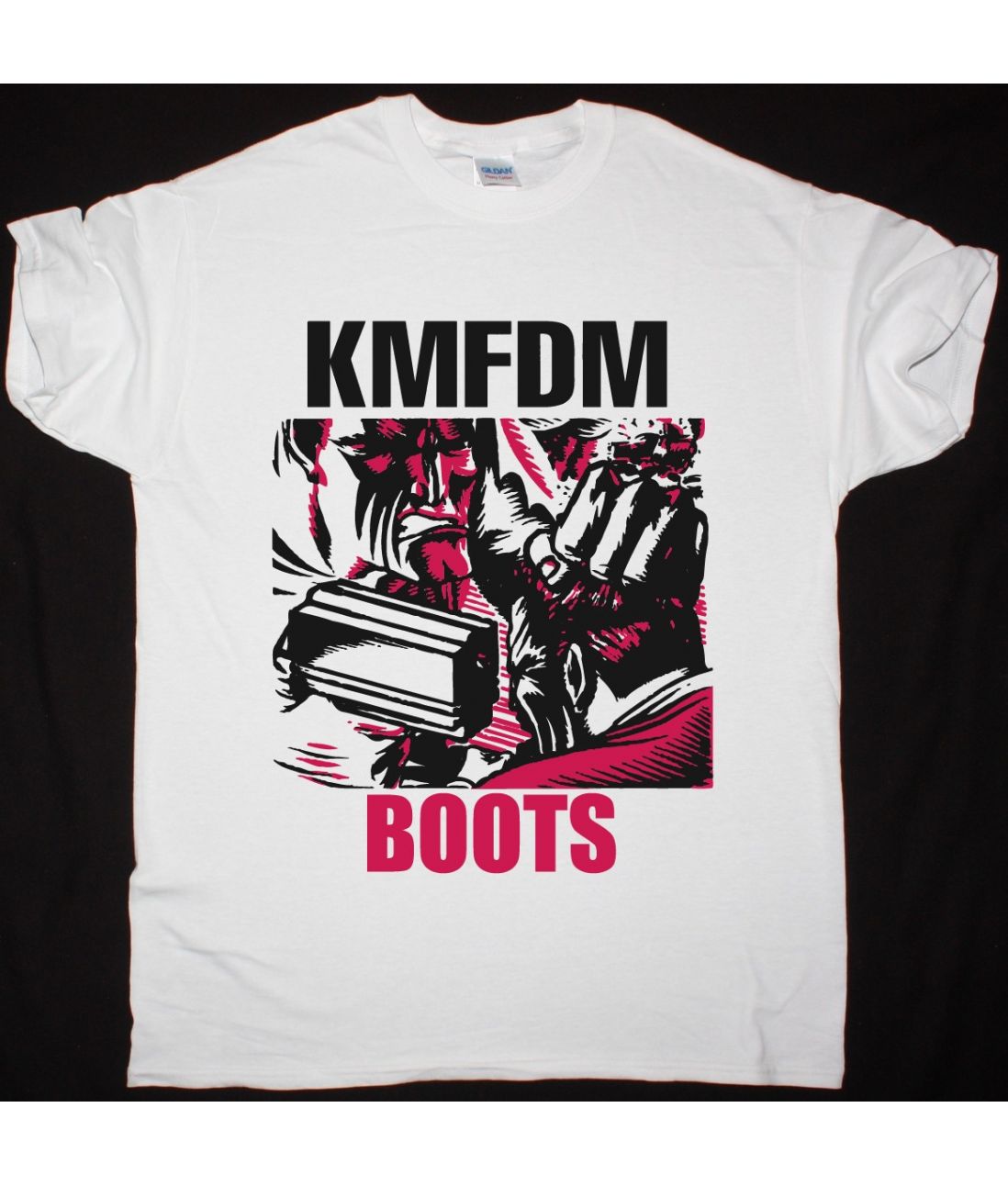 KMFDM BOOTS NEW WHITE T SHIRT