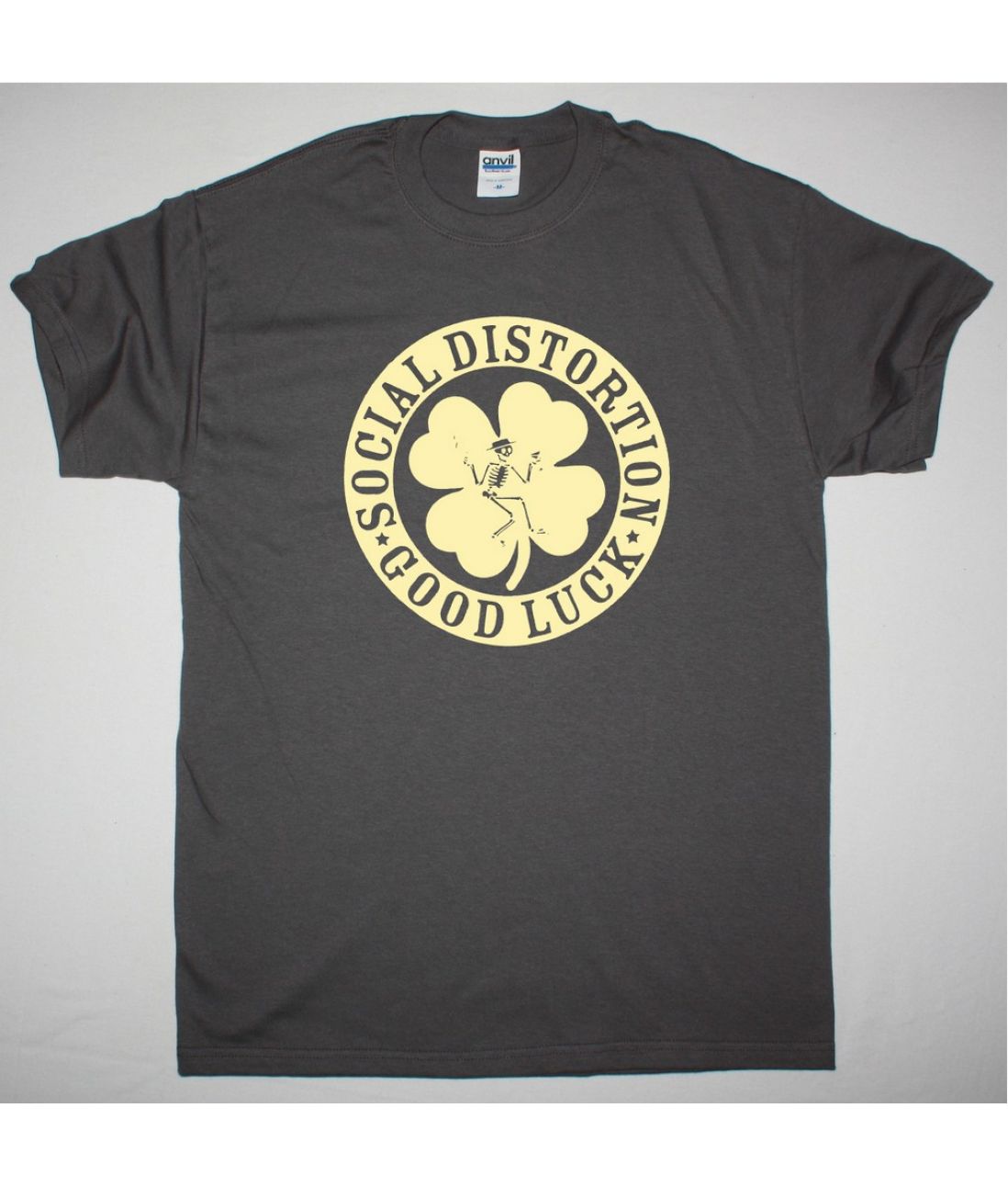 SOCIAL DISTORTION IRISH CLOVER GOOD LUCK NEW GREY T SHIRT