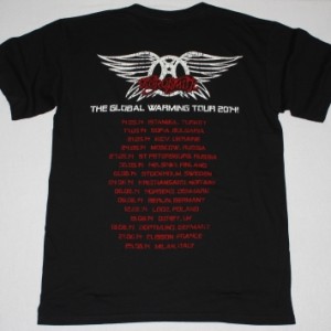 AEROSMITH AERO FORCE ONE THE GLOBAL WARMING TOUR 2014 EUROPE NEW BLACK TSHIRT