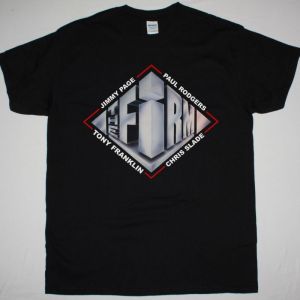 THE FIRM 1985 JIMMY PAGE PAUL RODGERS NEW BLACK T SHIRT