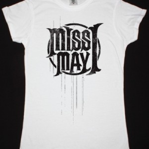 MISS MAY I LOGO NEW WHITE LADY T-SHIRT