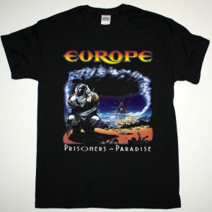 EUROPE PRISONERS IN PARADISE NEW BLACK T-SHIRT