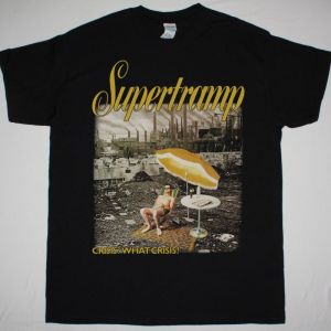 SUPERTRAMP CRISIS WHAT CRISIS 1975 NEW BLACK T-SHIRT