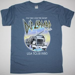 DEF LEPPARD ON THROUGH THE NIGHT USA TOUR 1980 NEW INDIGO BLUET SHIRT