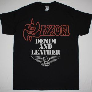 SAXON DENIM AND LEATHER 1981 NEW BLACK T SHIRT