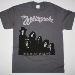 WHITESNAKE READY AN' WILLING 80 NEW GREY CHARCOAL T-SHIRT