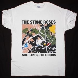 THE STONE ROSES SHE BANGS THE DRUMS NEW WHITE T-SHIRT
