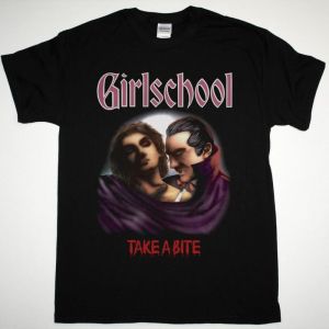 GIRLSCHOOL TAKE A BITE 1988 NEW BLACK T SHIRT