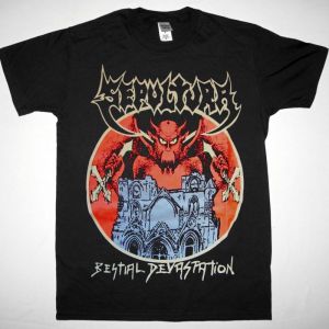 SEPULTURA BESTIAL DEVASTATION 1985 NEW BLACK T SHIRT